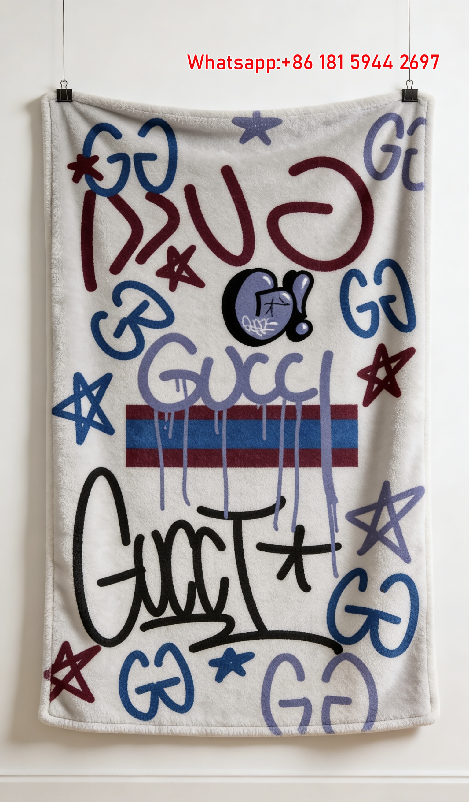 Gucci Blue Drip Graffiti Throw blankets Gucci Monogram Street Art Tapestry IMG_2848